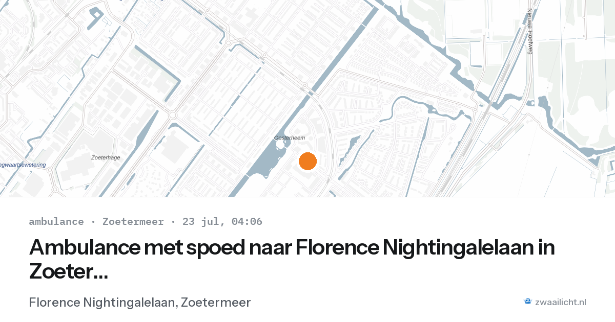 Ambulance met spoed naar Florence Nightingalelaan in Zoetermeer — 23 jul 2026
