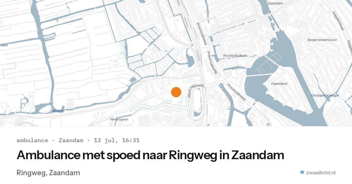 Ambulance met spoed naar Ringweg in Zaandam — 13 jul 2026