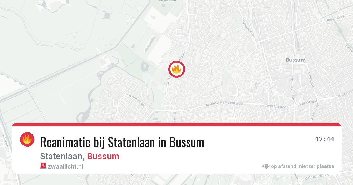 Reanimatie bij Statenlaan in Bussum — 15 mrt 2026