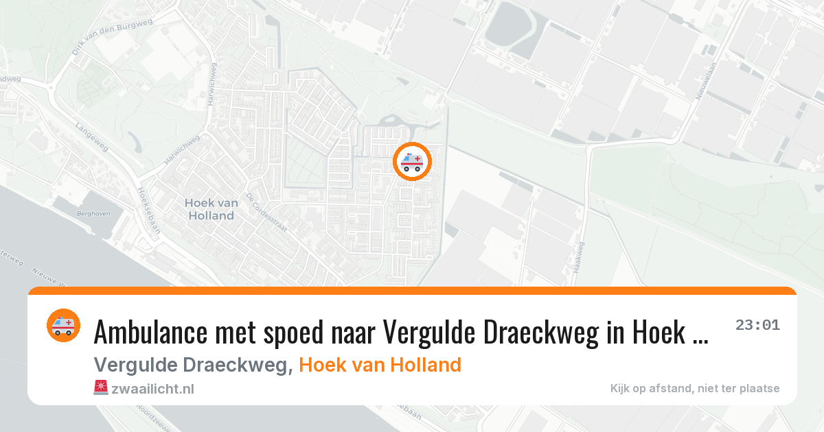 Ambulance met spoed naar Vergulde Draeckweg in Hoek van Holland — 13 jul 2026