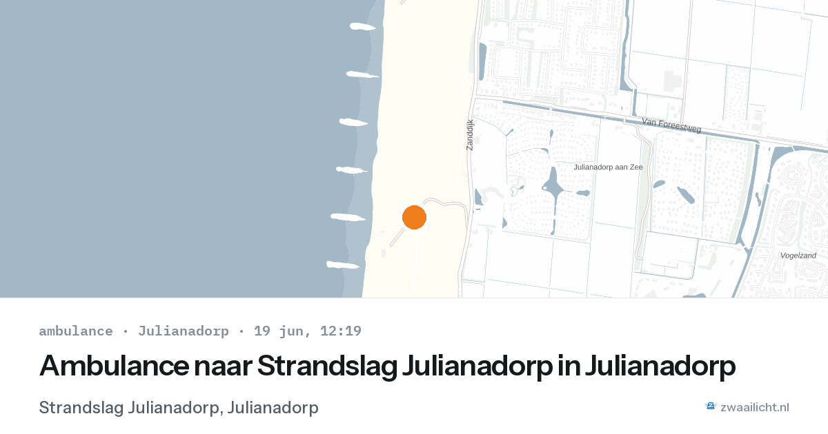 Ambulance naar Strandslag Julianadorp in Julianadorp — 19 jun 2026