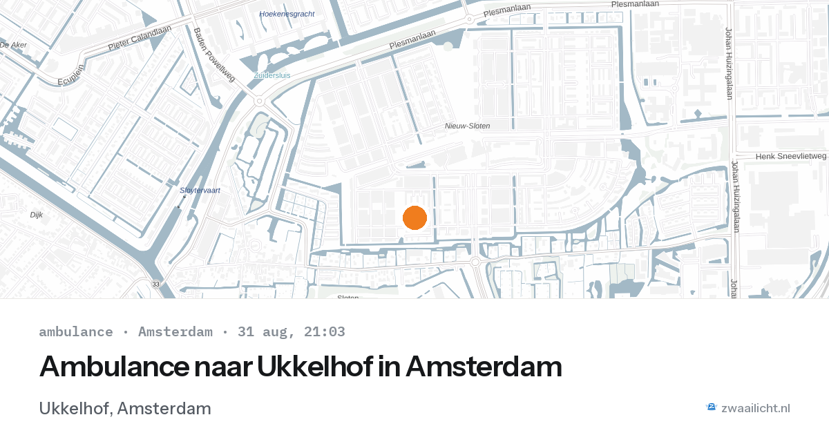 Ambulance naar Ukkelhof in Amsterdam — 31 aug 2026