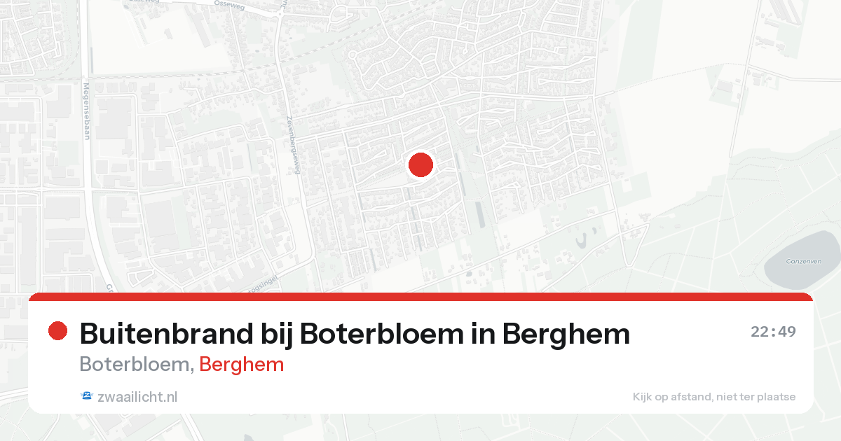 Buitenbrand bij Boterbloem in Berghem — 15 aug 2026