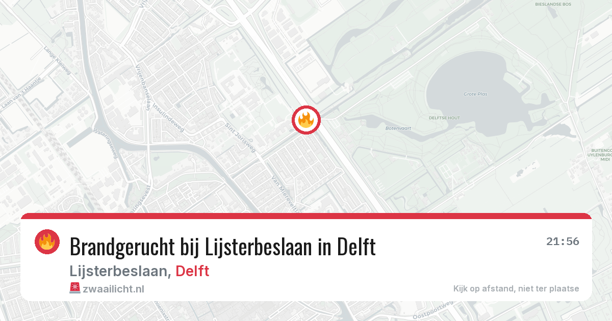 Brandgerucht bij Lijsterbeslaan in Delft — 27 mei 2026