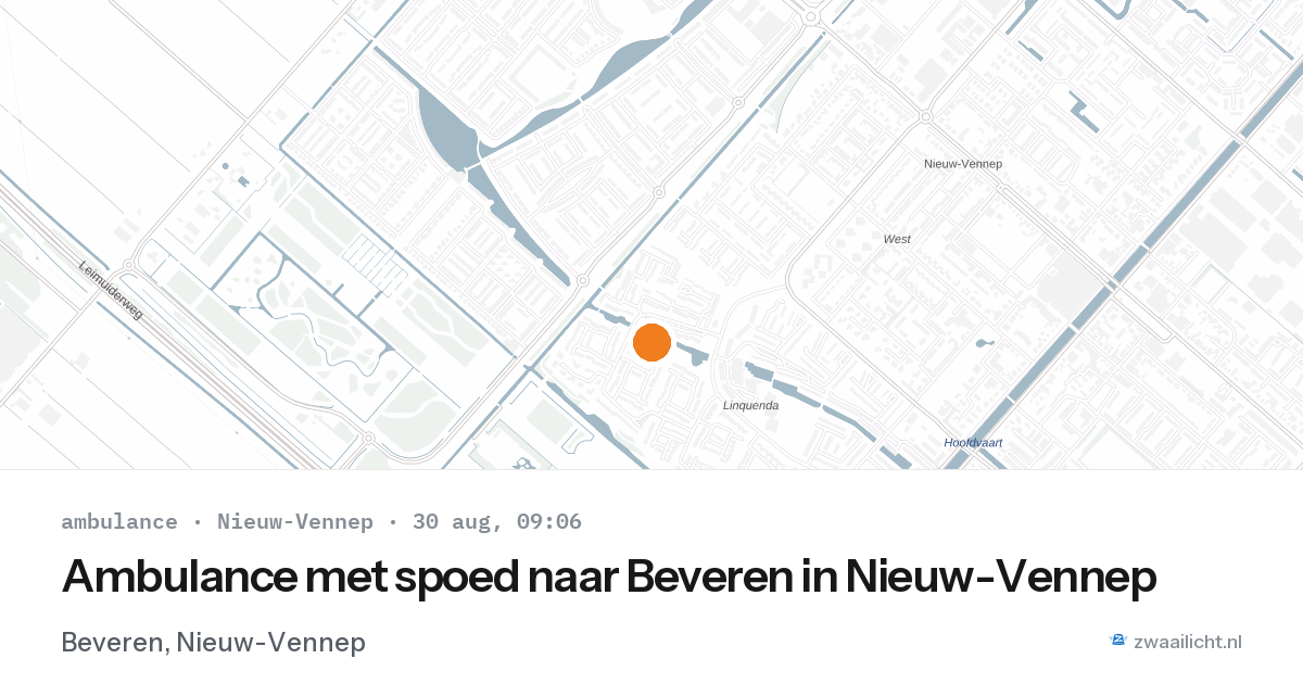 Ambulance met spoed naar Beveren in Nieuw-Vennep — 30 aug 2026