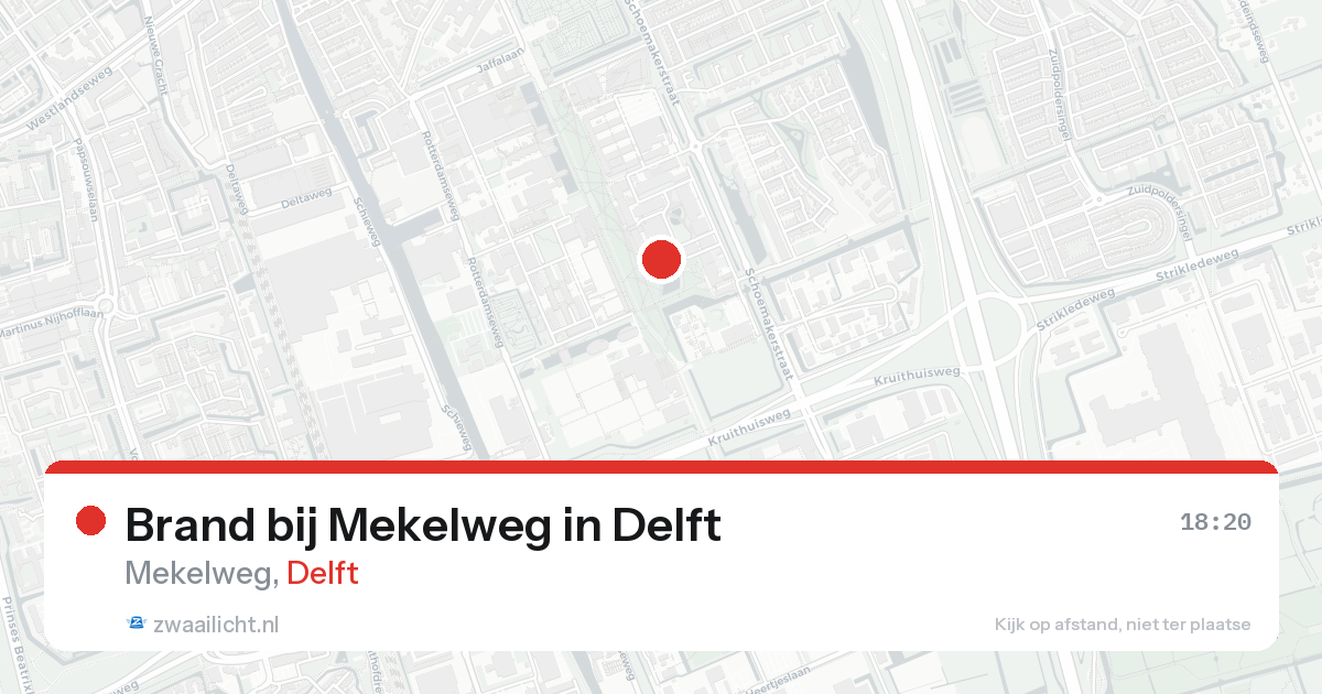 Brand bij Mekelweg in Delft — 22 aug 2026
