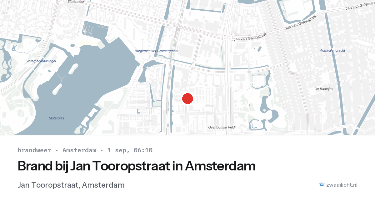 Brand bij Jan Tooropstraat in Amsterdam — 1 sep 2026