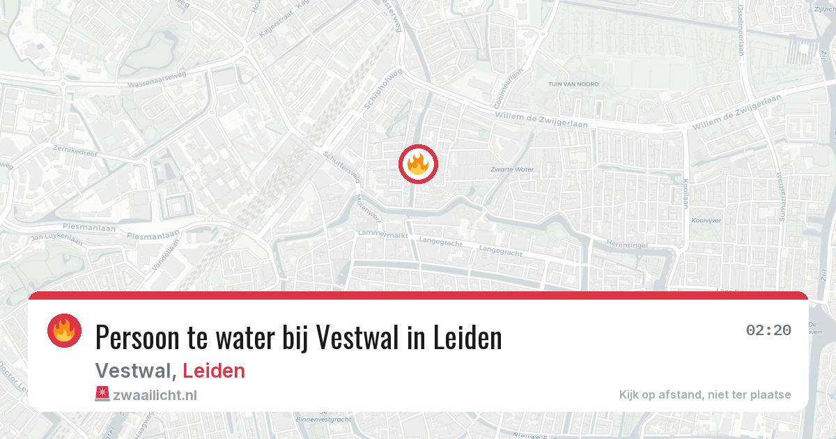 Persoon te water bij Vestwal in Leiden — 7 jul 2026