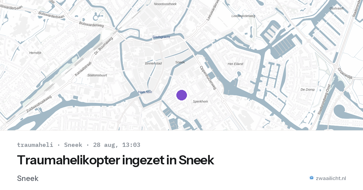 Traumahelikopter ingezet in Sneek — 28 aug 2026 | 🚨 Zwaailicht.nl