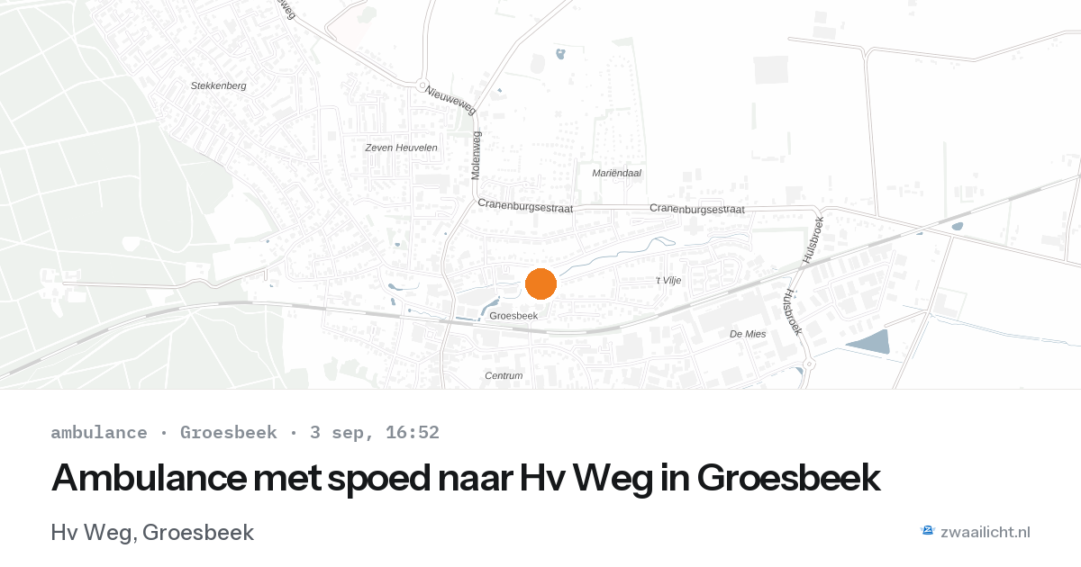 Ambulance met spoed naar Hv Weg in Groesbeek — 3 sep 2026