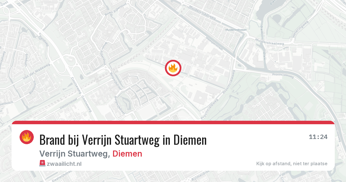 Brand bij Verrijn Stuartweg in Diemen — 5 aug 2026