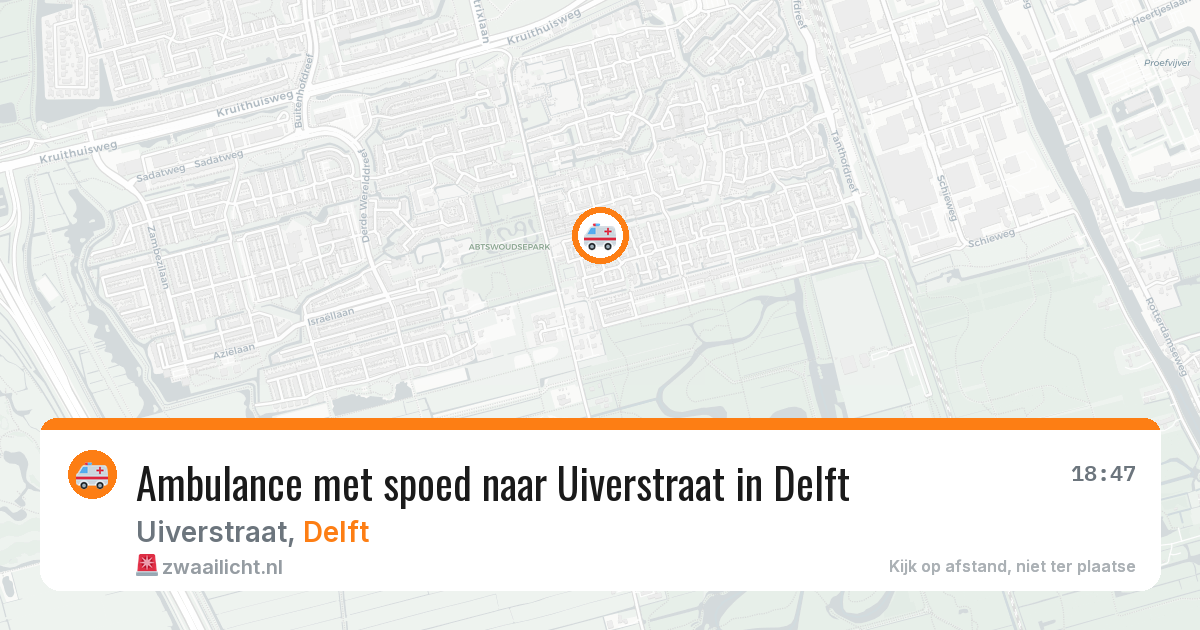 Ambulance met spoed naar Uiverstraat in Delft — 11 mei 2026
