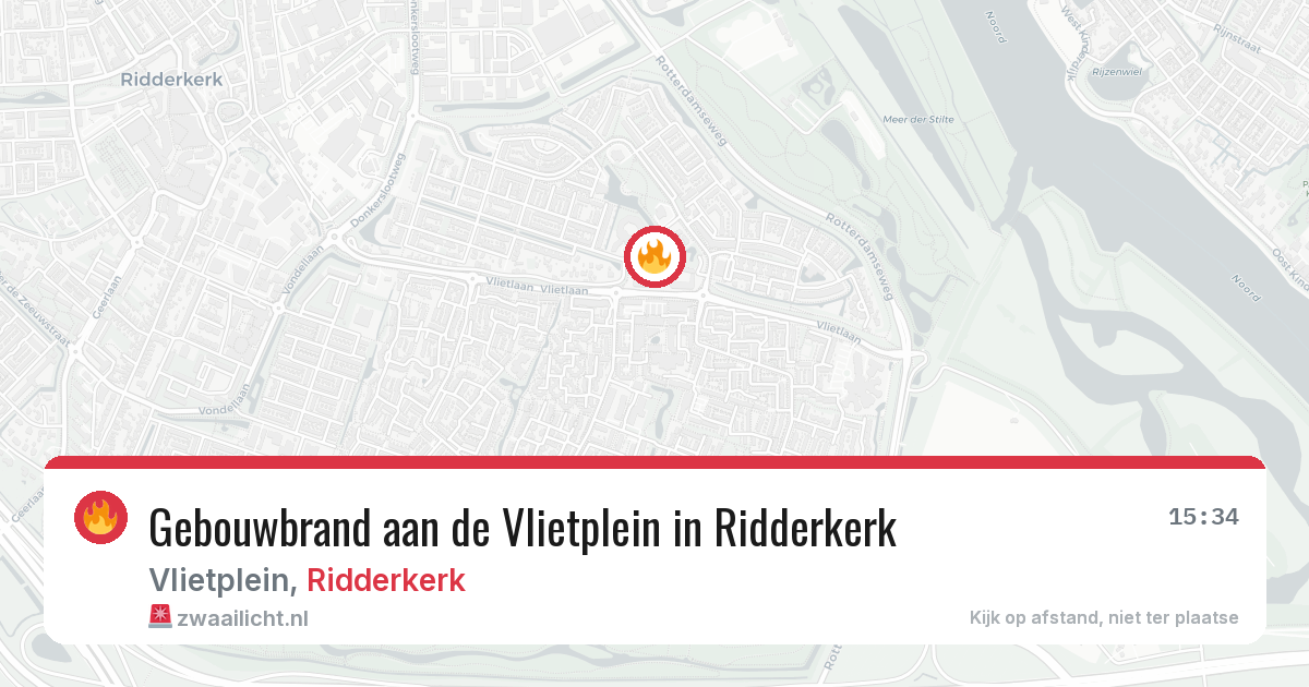 Gebouwbrand aan de Vlietplein in Ridderkerk — 17 jun 2026