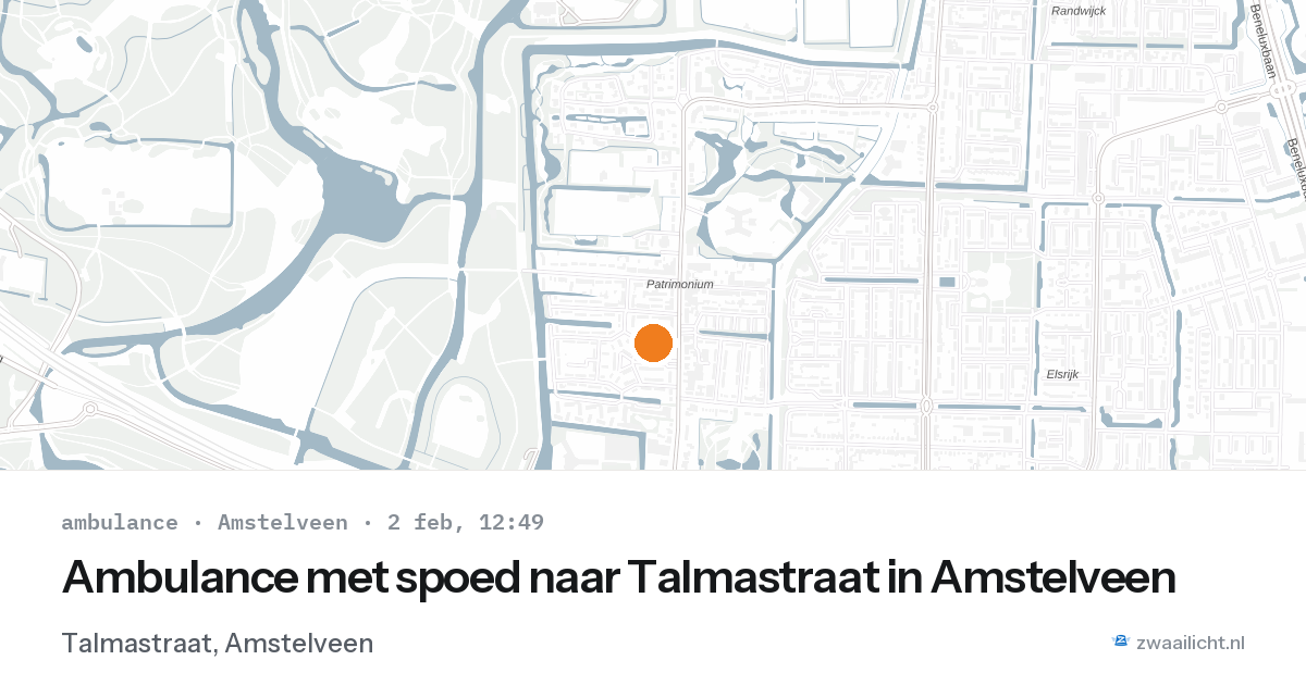 Ambulance met spoed naar Talmastraat in Amstelveen — 2 feb 2026