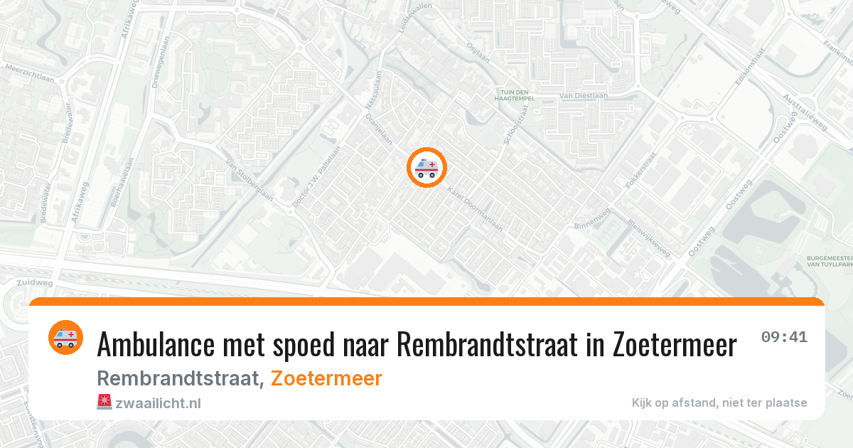 Ambulance met spoed naar Rembrandtstraat in Zoetermeer — 8 aug 2026