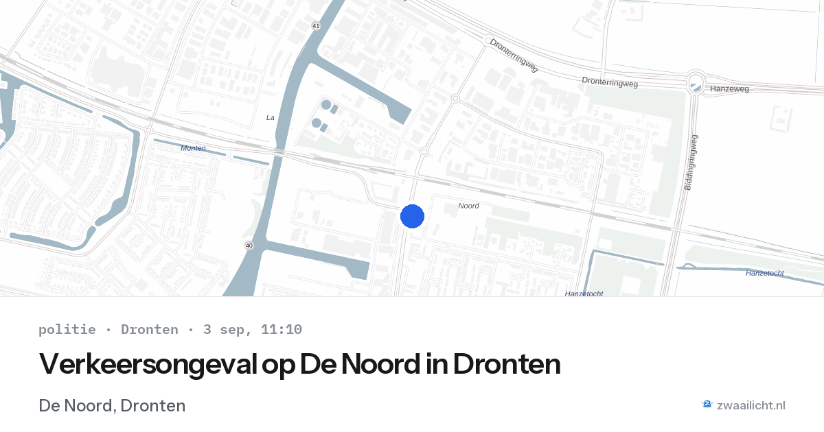 Verkeersongeval op De Noord in Dronten — 3 sep 2026