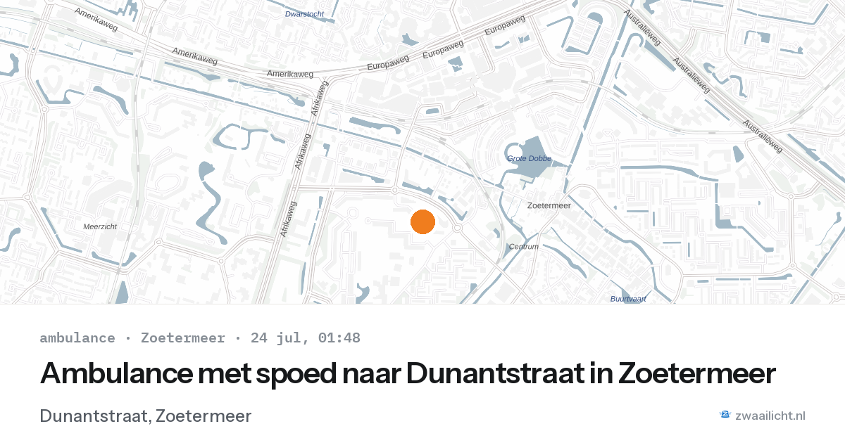 Ambulance met spoed naar Dunantstraat in Zoetermeer — 23 jul 2026