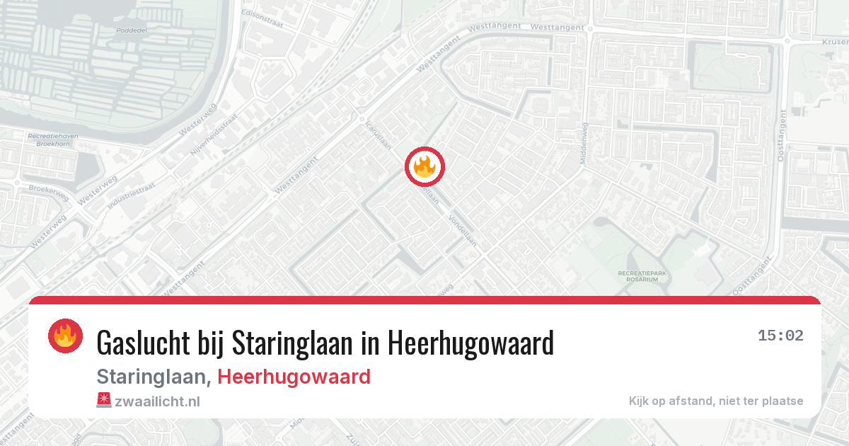 Gaslucht bij Staringlaan in Heerhugowaard — 23 mrt 2026