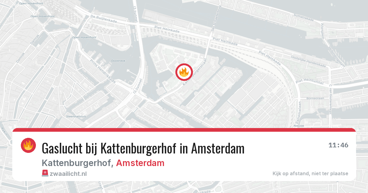 Gaslucht bij Kattenburgerhof in Amsterdam — 5 aug 2026