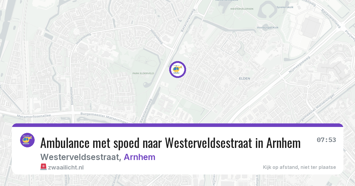 Ambulance met spoed naar Westerveldsestraat in Arnhem — 27 jun 2026