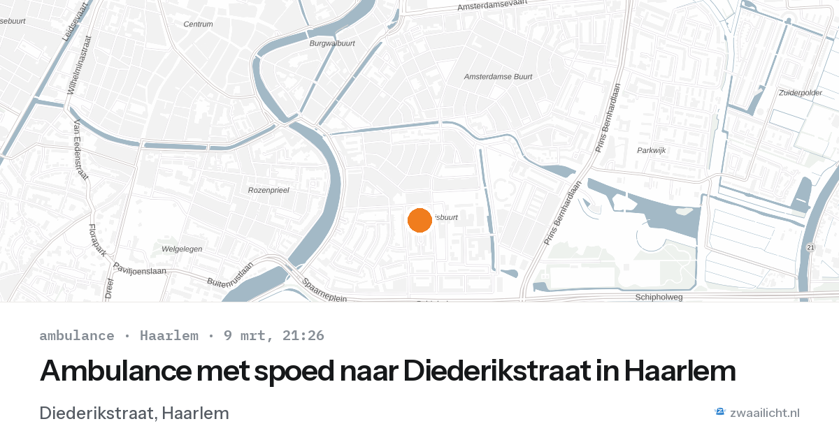 Ambulance met spoed naar Diederikstraat in Haarlem — 9 mrt 2026