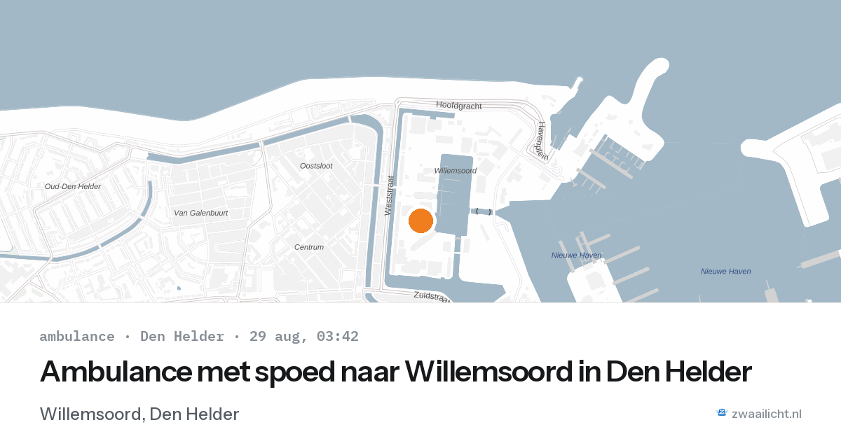 Ambulance met spoed naar Willemsoord in Den Helder — 29 aug 2026