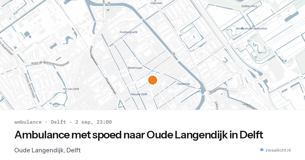 Ambulance met spoed naar Oude Langendijk in Delft — 2 sep 2026