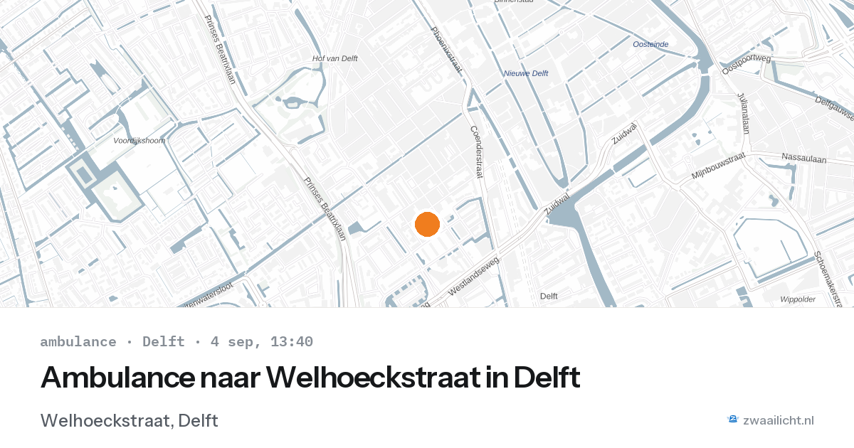 Ambulance naar Welhoeckstraat in Delft — 4 sep 2026