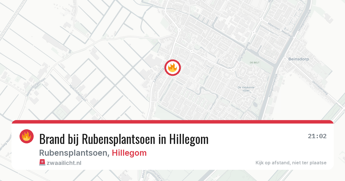Brand bij Rubensplantsoen in Hillegom — 7 jul 2026