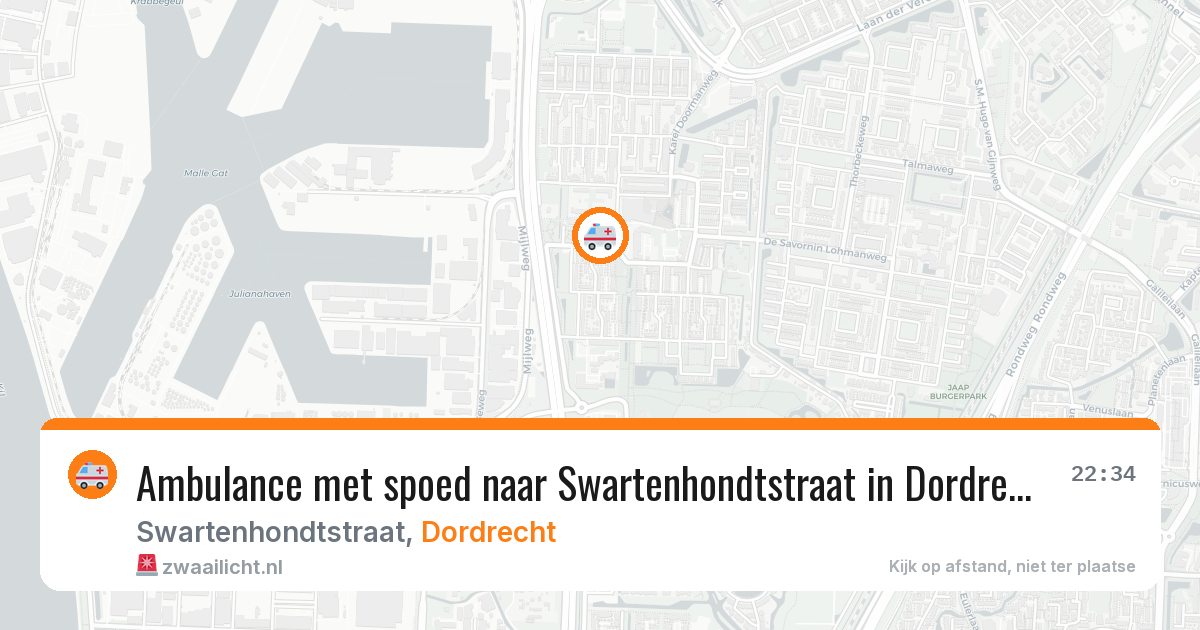 Ambulance met spoed naar Swartenhondtstraat in Dordrecht — 9 feb 2026