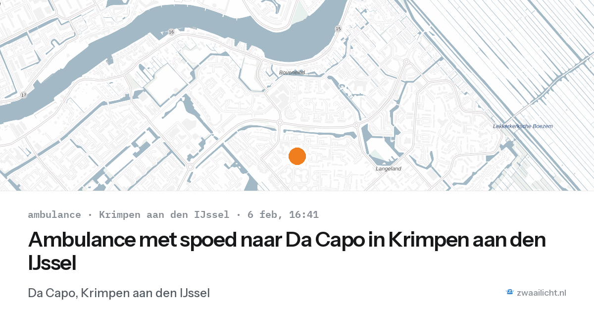 Ambulance met spoed naar Da Capo in Krimpen aan den IJssel — 6 feb 2026