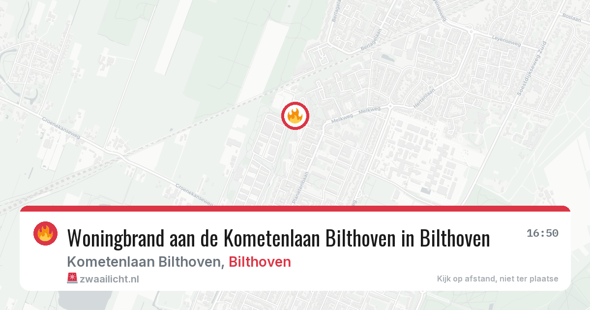 Woningbrand aan de Kometenlaan Bilthoven in Bilthoven — 29 jun 2026