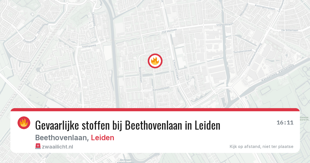 Gevaarlijke stoffen bij Beethovenlaan in Leiden — 11 aug 2026