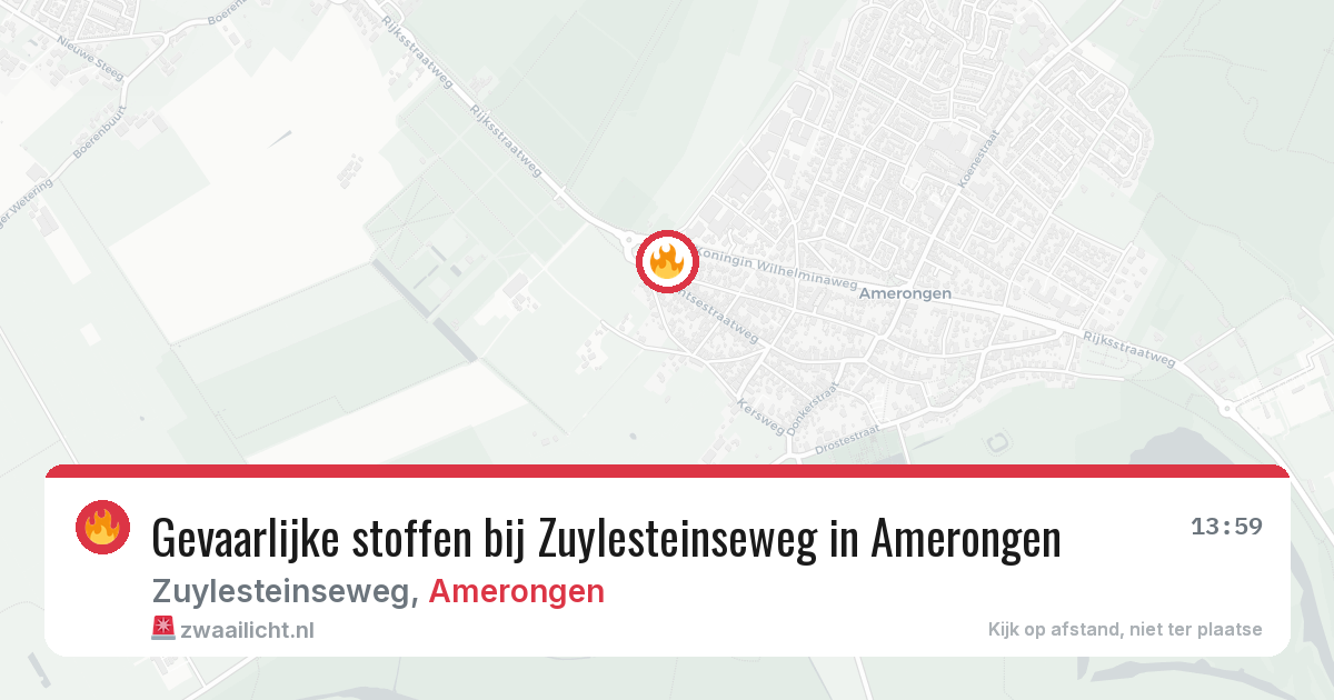 Gevaarlijke stoffen bij Zuylesteinseweg in Amerongen — 8 mei 2026