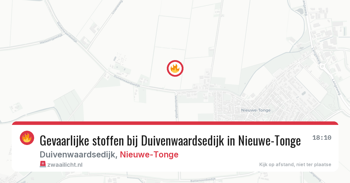 Gevaarlijke stoffen bij Duivenwaardsedijk in Nieuwe-Tonge — 8 aug 2026
