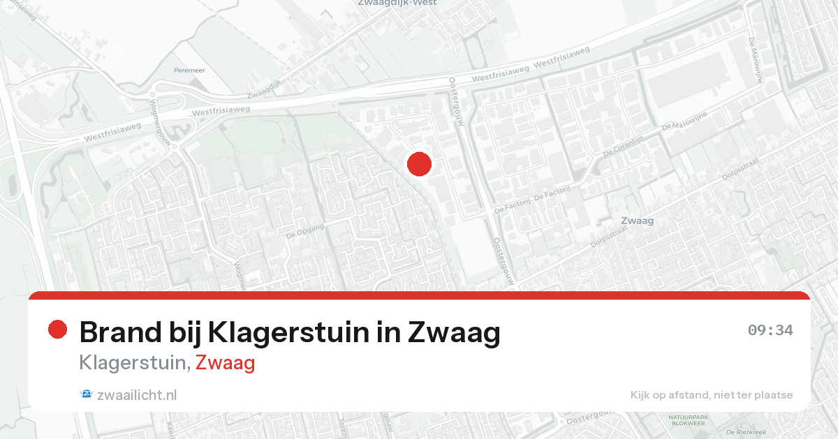 Brand bij Klagerstuin in Zwaag — 18 aug 2026