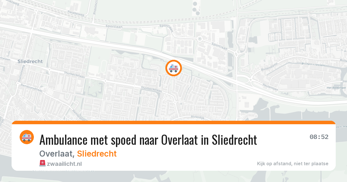 Ambulance met spoed naar Overlaat in Sliedrecht — 28 mei 2026