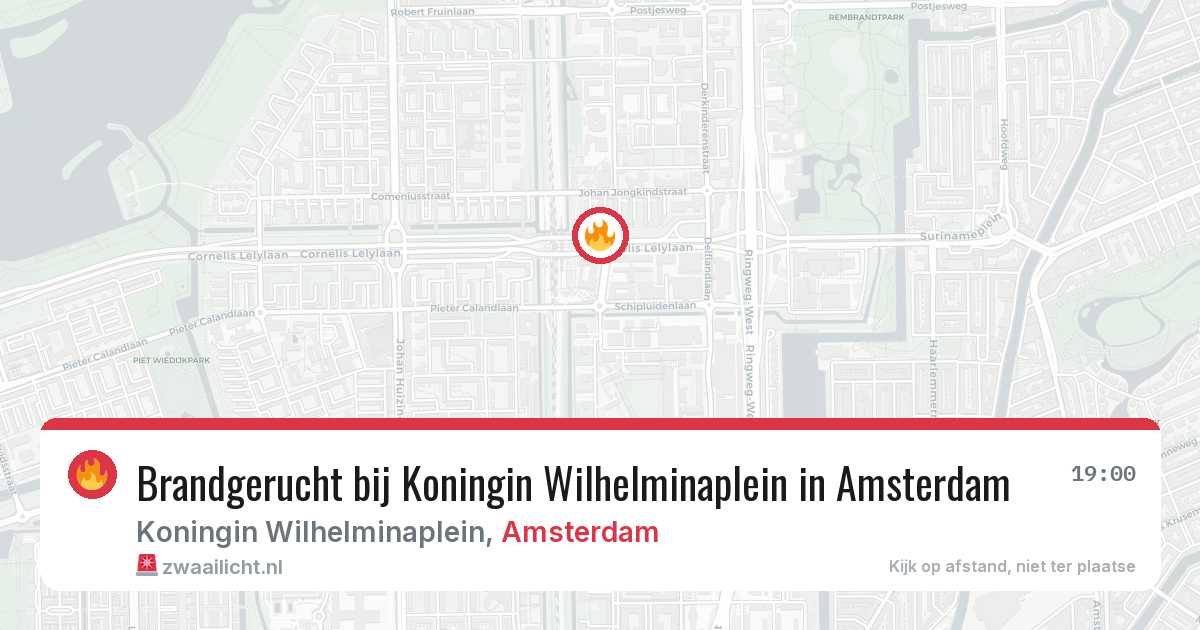 Brandgerucht bij Koningin Wilhelminaplein in Amsterdam — 2 aug 2026