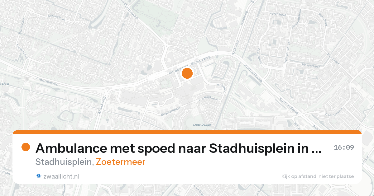 Ambulance met spoed naar Stadhuisplein in Zoetermeer — 16 aug 2026