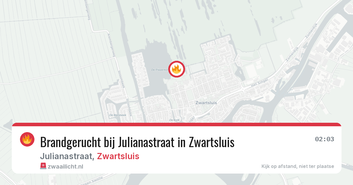 Brandgerucht bij Julianastraat in Zwartsluis — 26 jul 2026