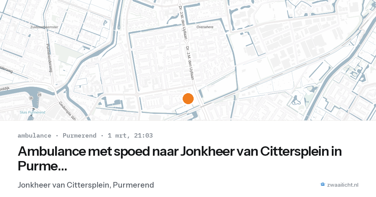 Ambulance met spoed naar Jonkheer van Cittersplein in Purmerend — 1 mrt 2026