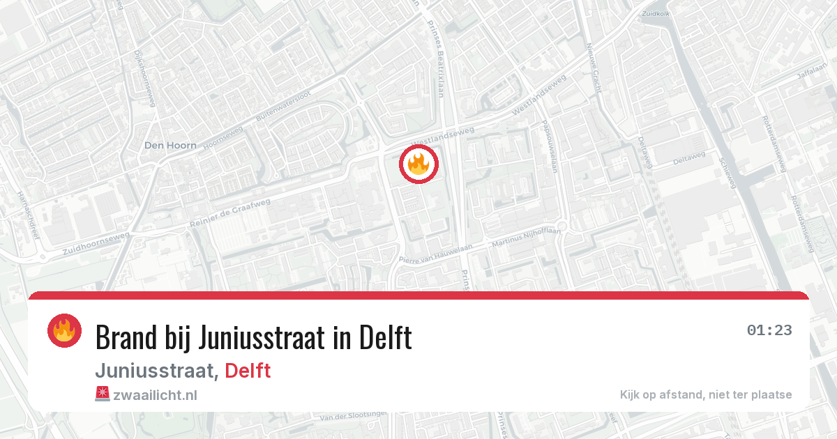 Brand bij Juniusstraat in Delft — 2 apr 2026
