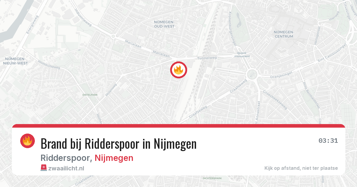 Brand bij Ridderspoor in Nijmegen — 13 mei 2026
