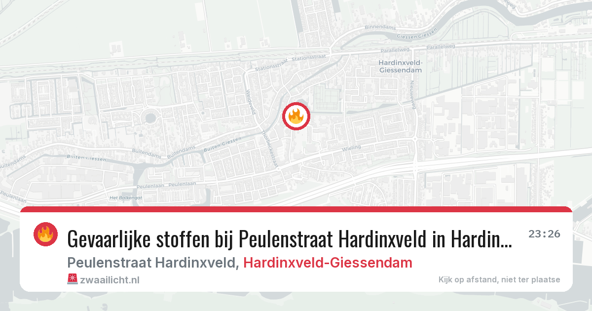 Gevaarlijke stoffen bij Peulenstraat Hardinxveld in Hardinxveld-Giessendam — 29 apr 2026
