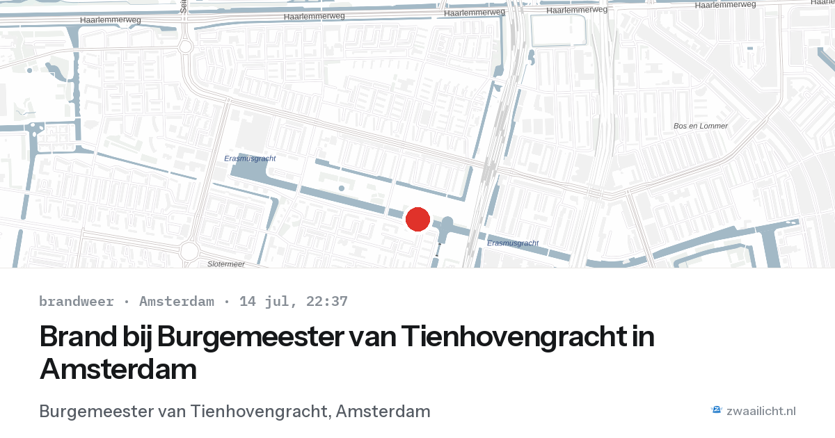Brand bij Burgemeester van Tienhovengracht in Amsterdam — 14 jul 2026
