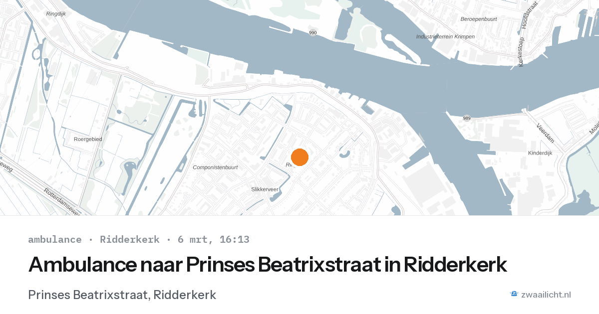 Ambulance naar Prinses Beatrixstraat in Ridderkerk — 6 mrt 2026