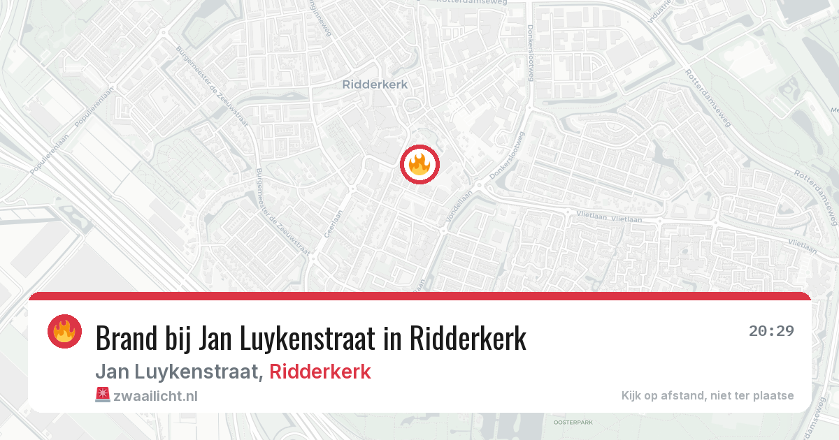 Brand bij Jan Luykenstraat in Ridderkerk — 10 aug 2026