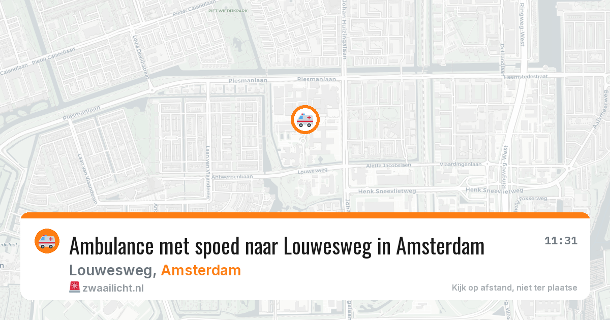 Ambulance met spoed naar Louwesweg in Amsterdam — 13 aug 2026