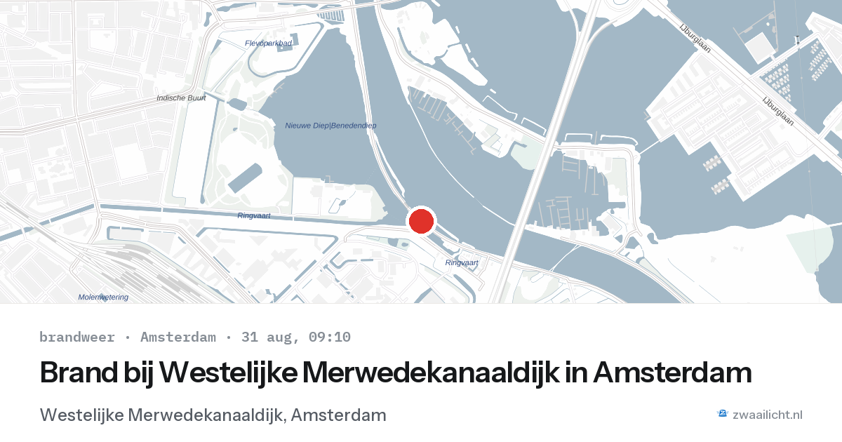 Brand bij Westelijke Merwedekanaaldijk in Amsterdam — 31 aug 2026