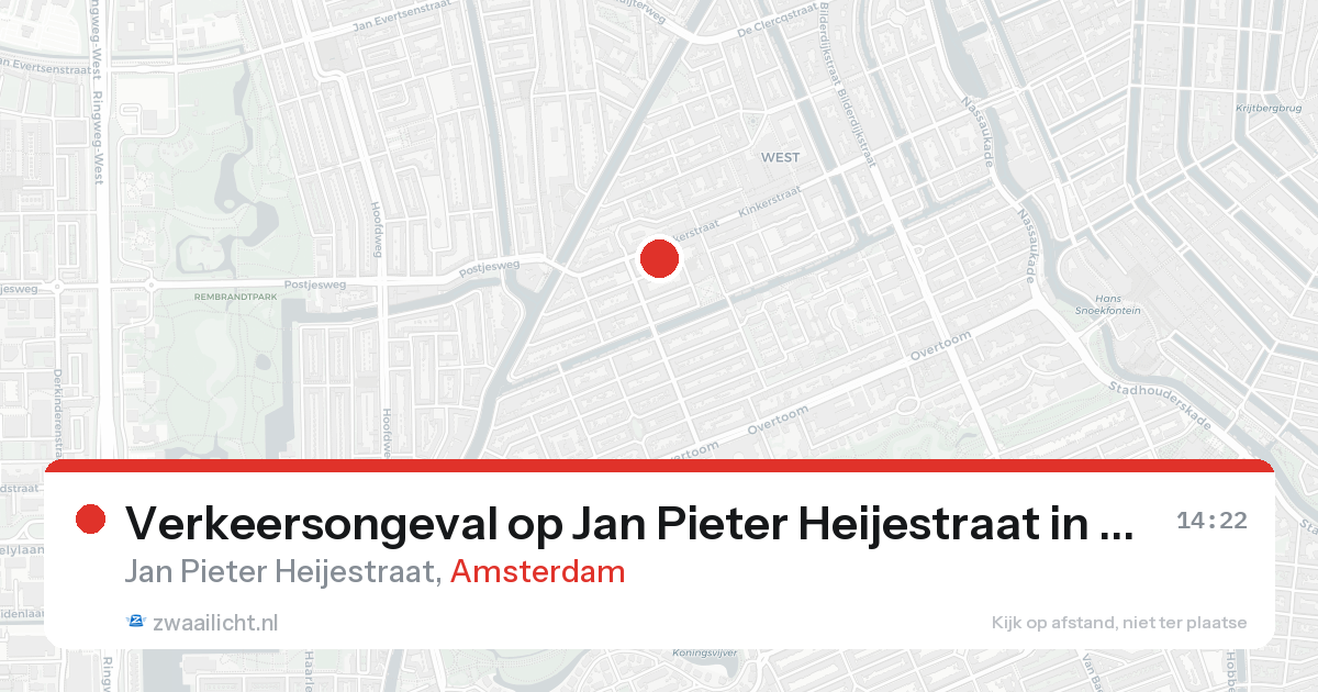 Verkeersongeval op Jan Pieter Heijestraat in Amsterdam — 20 aug 2026